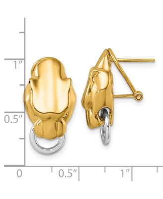 Solid 18k Two-tone Gold Italian 24x13mm Panther Head Omega Back Earrings