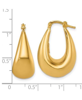 Solid 18k Yellow Gold Italian 28mm Puffed Graduated Oval Hoop Earrings