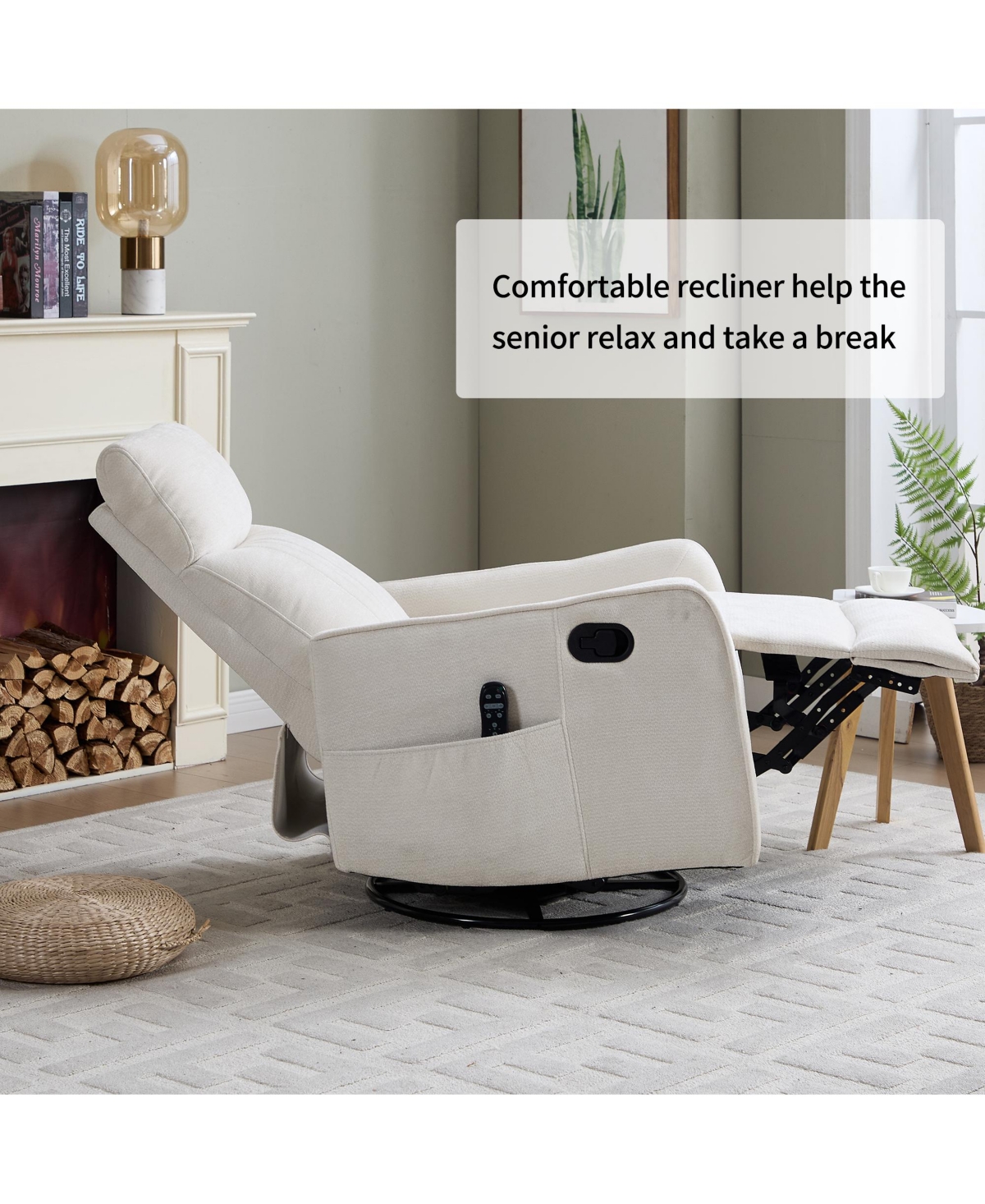 sumyeg Recliner Chair with Heat Massage Manual Rocker and Swivel