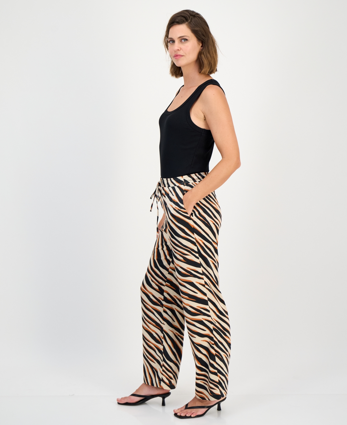 Bar Iii Women's Animal-Print Pull-On Wide-Leg Pants, Macy's Exclusive
