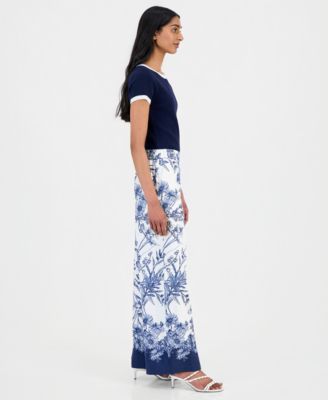 Women's Printed Wide-Leg Pull-On Pants