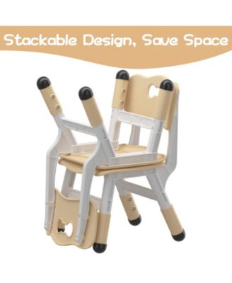 Adjustable Kids Chair 2 Pack,3 Level Height Adjustable Anti-Slip Plastic Toddler Chair