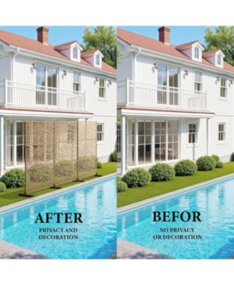 Outdoor Privacy Screen, 72"x47", Metal Freestanding Patio Divider for Garden, Deck & Balcony