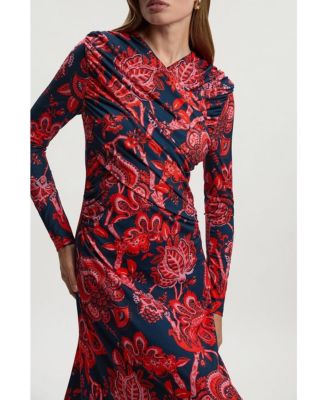 Women's Paisley Jersey Crepe Twist Maxi Dress