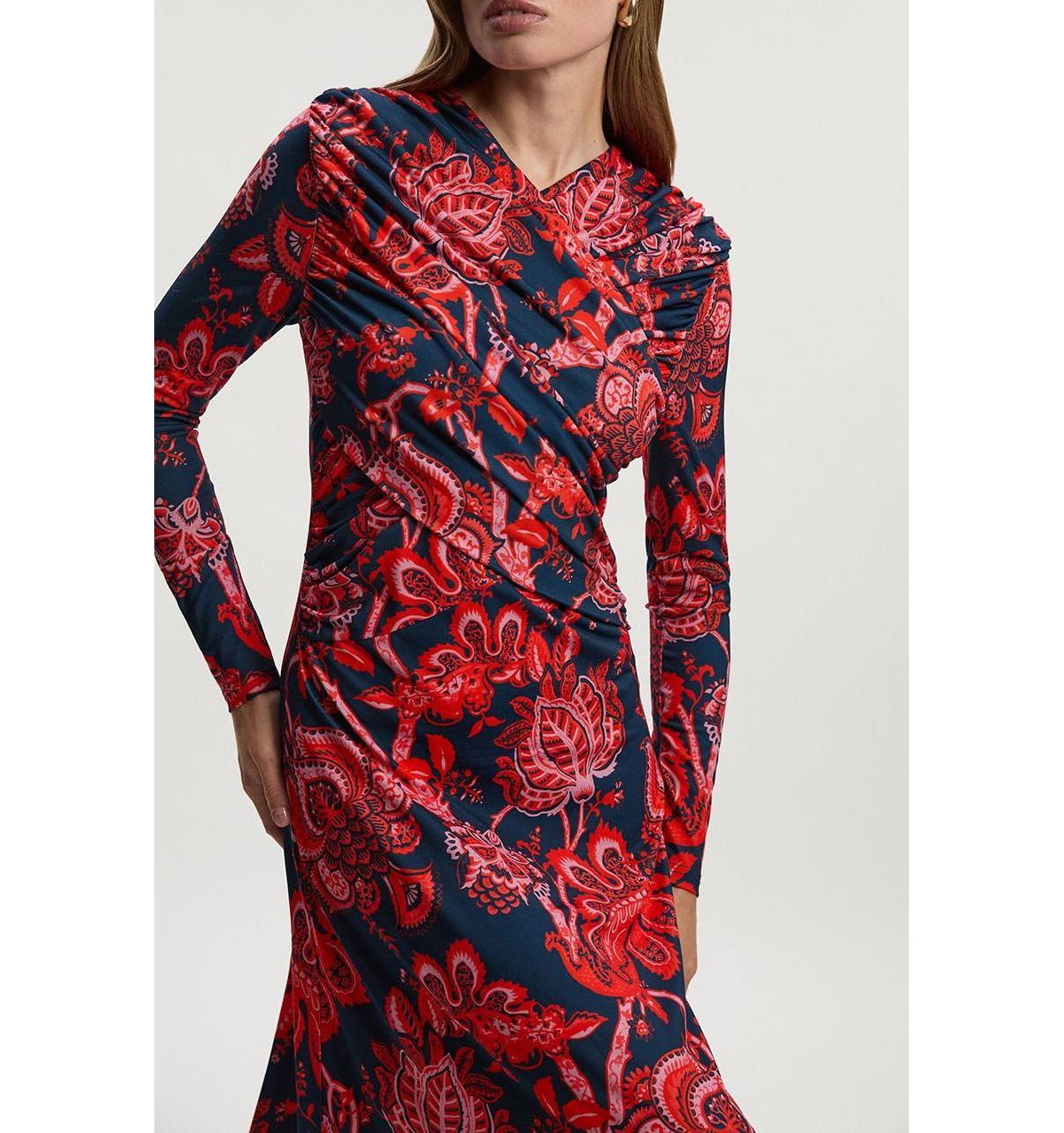 Karen Millen Women's Paisley Jersey Crepe Twist Maxi Dress