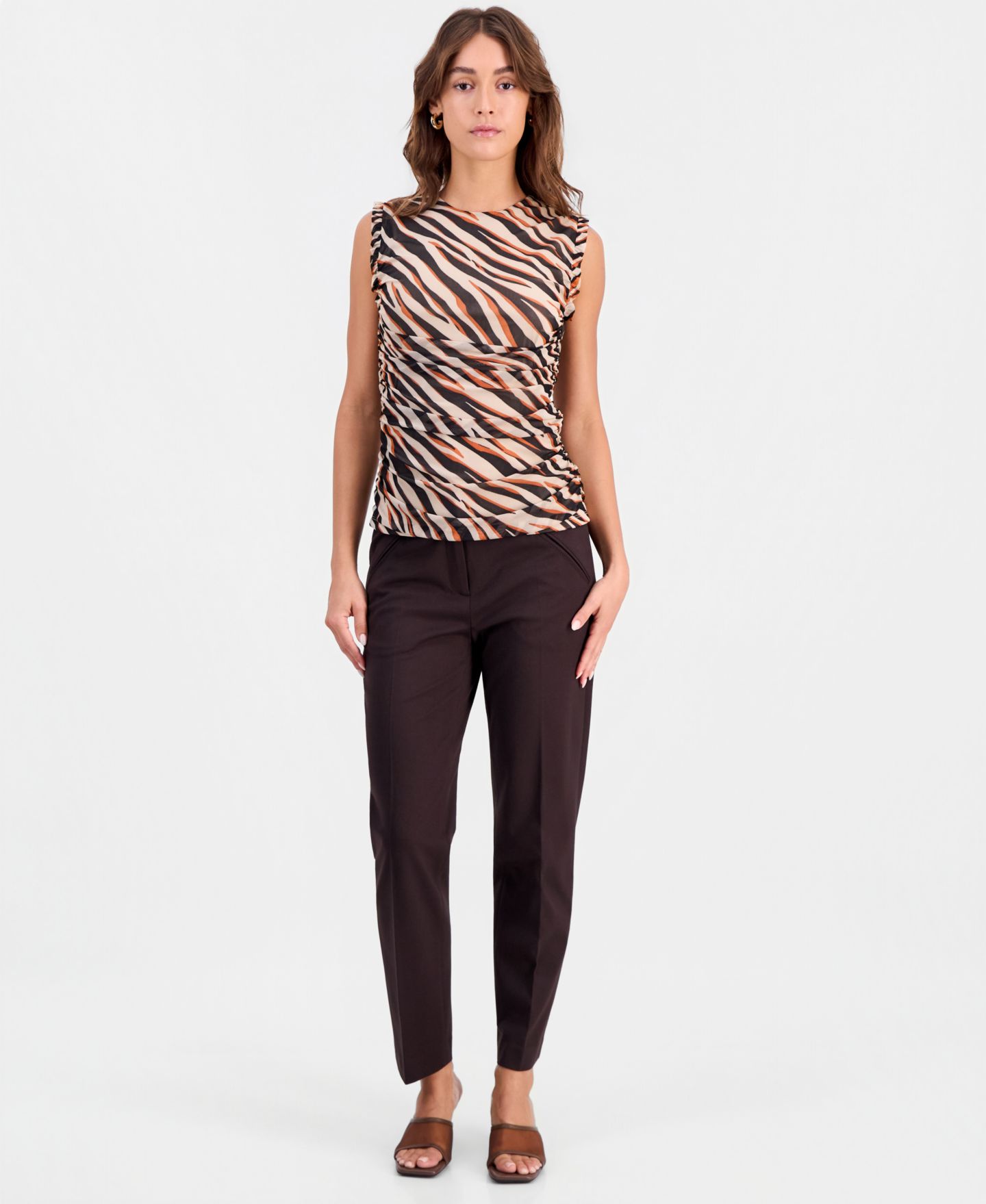 Женский топ Bar III Animal-Print Mesh Top, цвет: Чёрный разноцветный — фото 2