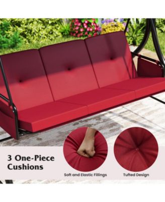 3-Piece Patio Swing with Canopy, Removable Cushions & Side Pockets