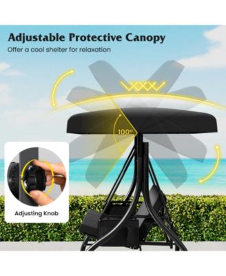 3-Piece Patio Swing with Canopy, Removable Cushions & Side Pockets