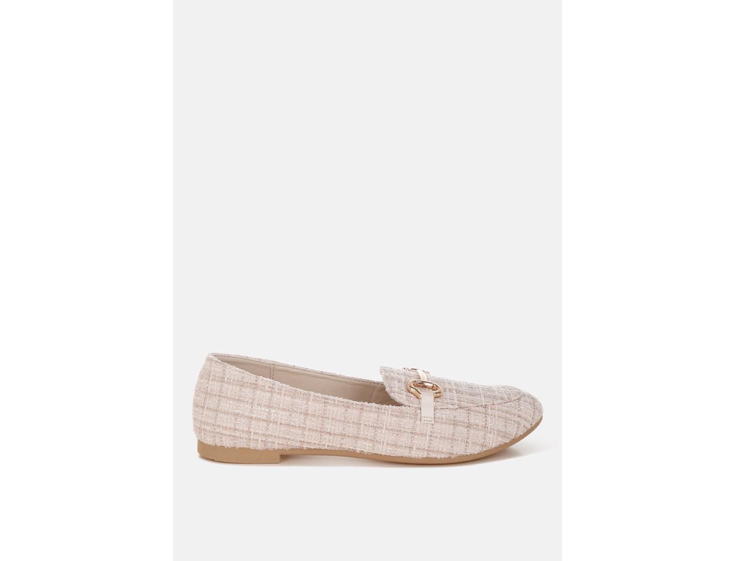 Женские туфли London Rag Drairi Horsebit Detail Tweed, цвет: Бежевый — фото 2