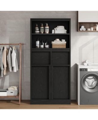 Tall Freestanding Bathroom Cabinet, 51" H, Doors & 2 Drawers, Organizer for Bathroom, Living Room, Kitchen & Pantry