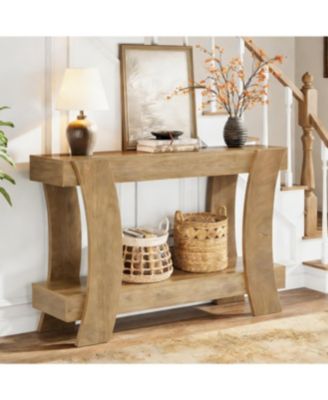47-Inch Console Table for Entryway, 2-Tier Farmhouse Wooden Sofa Table