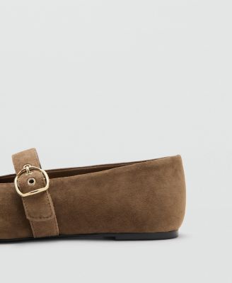 Women's Buckle Strap Leather Ballerina