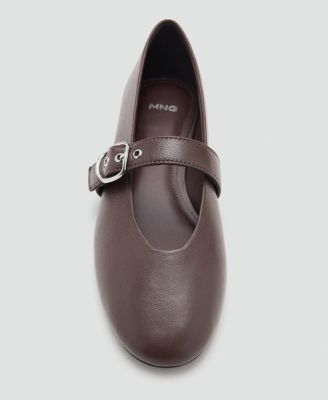 Women's Buckle Strap Leather Ballerina