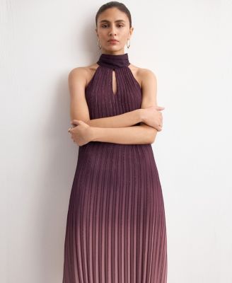 Women's Pleated Halter Neck Dress
