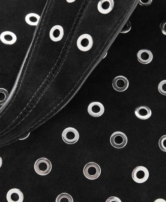 Women's Eyelets Detail Leather Drawstring Bag