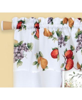 Embroidered Fruit Medley 3 Piece Cafe Rod Pocket Kitchen Curtain And Valance Set