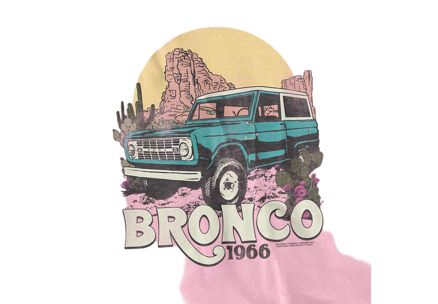 Мужская футболка Mustang Ford Bronco Bronco Desert Ride, цвет: Розовый — фото 2