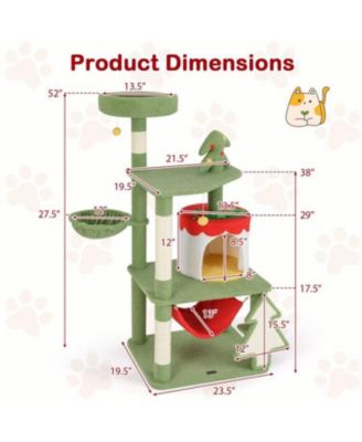 Christmas Cat Tree with Sisal Scratching Posts & Gift Box Condo, Holiday Pet Furniture