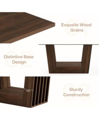63-Inch Dining Table for 4-6, Farmhouse Rectangular Kitchen Dinner Table, Wood Dining Room Furniture