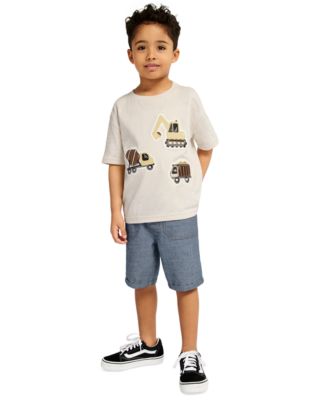 Boys' Toddler 2T-5T Short-Sleeve T-Shirt and Denim Shorts, 2-Piece Set