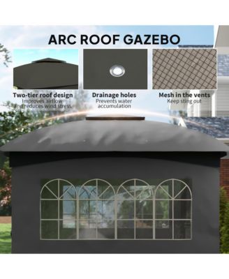 11' x 11' Outdoor Gazebo with Curtains and Church Style Windows