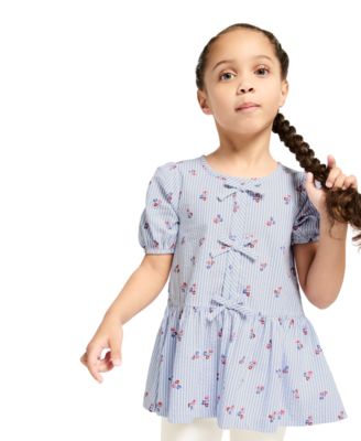 Girls' 4-6X Round Neck Short-Sleeve Top and Cropped Leggings, 2-Piece Set