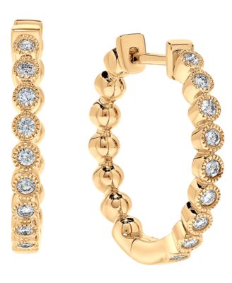 Diamond Hoop Earrings (1/4 ct. t.w.) in 14k Yellow Gold