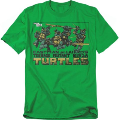 Мужская футболка Teenage Mutant Ninja Turtles Leaping Over Logo, цвет: Зелёный