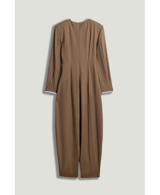 Women's Sculpted-Shoulder Crew-Neck Jumpsuit