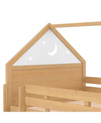 Loft Bed with Bookshelf and Slide for Kids