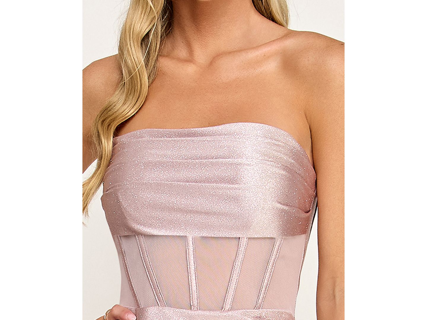 Женское платье KATIA RAE Juniors' Strapless Glitter-Knit Bodycon, цвет: Пудровый — фото 3