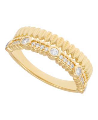 Created White Sapphire (1/3 ct. t.w.) Band Ring in 14k Yellow Gold-Plated Sterling Silver
