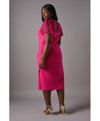 Women's Lace Panel Midi Dress