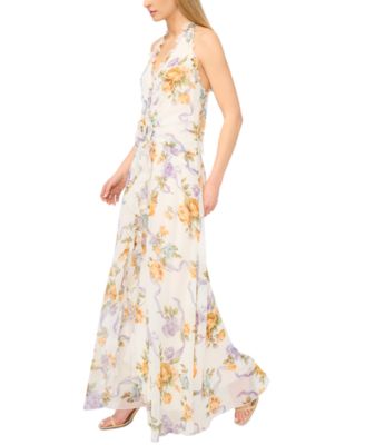 Women's Sleeveless Ruffle Front Maxi Dress