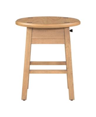 Solid Rubberwood Nightstand, Round Sofa Side End Table Table with Drawer for Living Room, Bedroom or Home Office