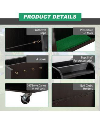 Golf Bag Storage Rack - Wooden Golf Clubs Organizer Fit 3 Golf Bags and Other Golfing Equipment Accessories for Garage, Club, Basement