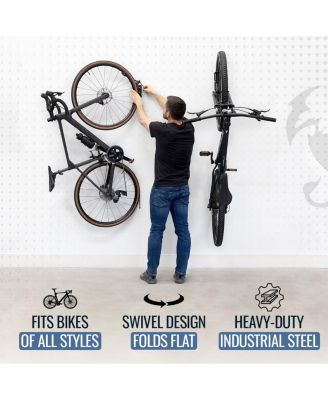 Swivel Mount Bike Storage Rack | 2 Bike Garage Wall Hooks