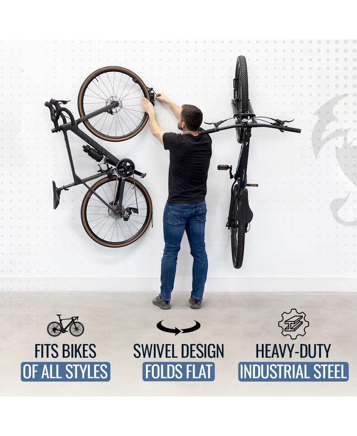 StoreYour Swivel Mount Bike Storage Rack | 2 Bike Garage Wall Hooks