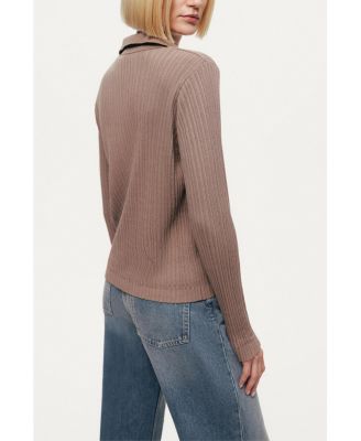 Women's Ribbed Polo Sweater