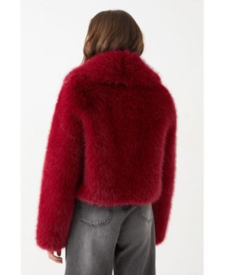Women's Faux Fur Cropped Collar Coat