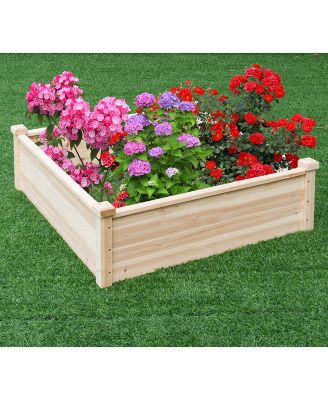 Wooden Garden Bed Vegetable Flower Raised Square Planter Kit Outdoor Garden