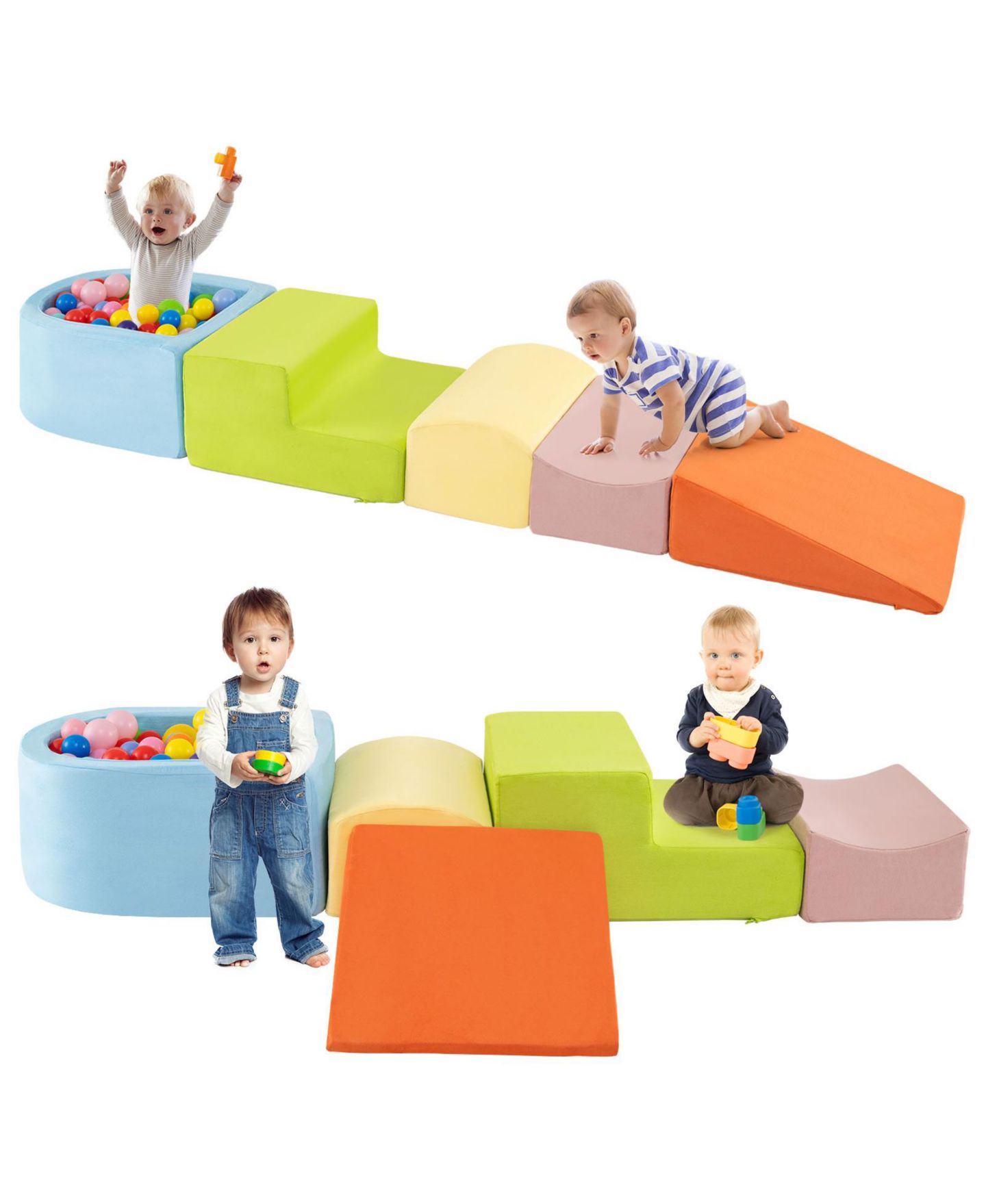 Детский игровой набор Mecale 5-Piece Climb and Crawl Playset with Ball Pit for Kids, цвет: Синий — фото 8