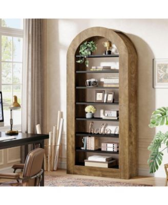 8-Tier Arched Bookshelf, 70.9'' Bookcase with Storage, Modern Bookshelf