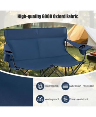 Camping Loveseat Chair for 2 with Cup Holders, Folding Outdoor Seat