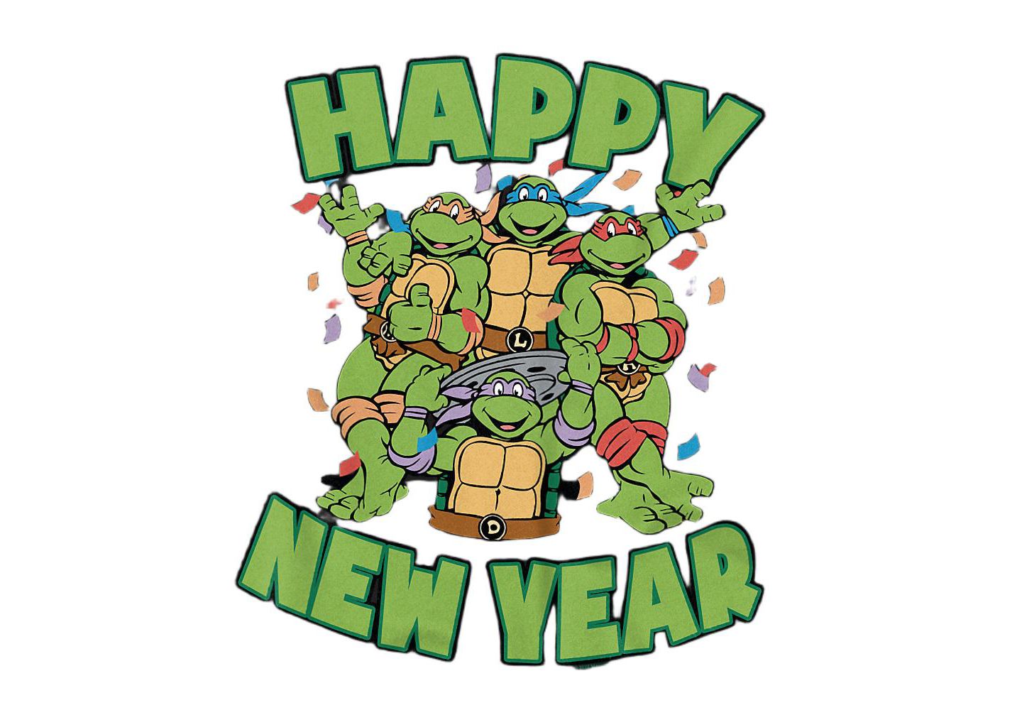 Мужская футболка Teenage Mutant Ninja Turtles Happy New Year Group, цвет: Чёрный — фото 2