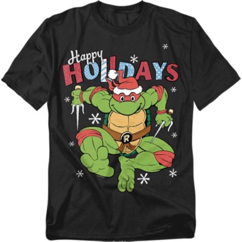 Мужская футболка Teenage Mutant Ninja Turtles Big & Tall Happy Holidays With Raphael, цвет: Чёрный