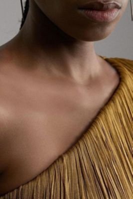 Women's Asymmetric Draped Fringe Mini Dress