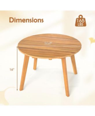 Outdoor Round Side Table in Acacia Wood with Slatted Design