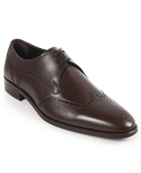 Мужские туфли VELLAPAIS Wingtip Lace-Up Dress Shoes, цвет: Тёмный коричневый