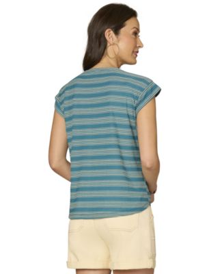 Petite Embroidered Knit Cap-Sleeve Top